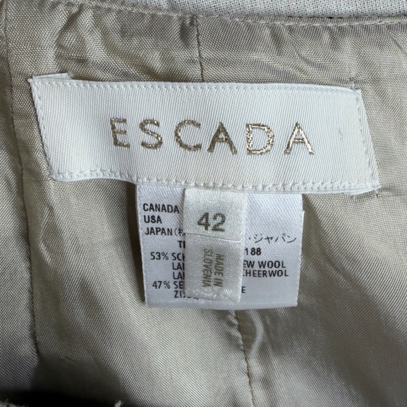 Escada New Wool/Silk Blend Pencil Skirt size 42 Beige - Picture 2 of 8